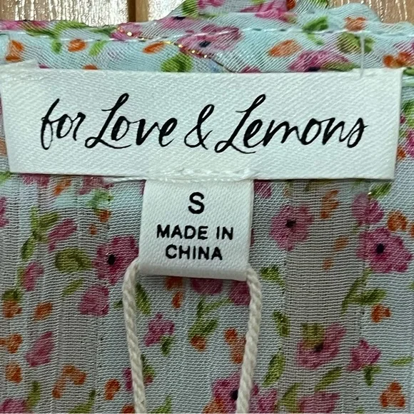 For Love And Lemons Pink and Green Ruffled Crop Blouse - Picture 6 of 15